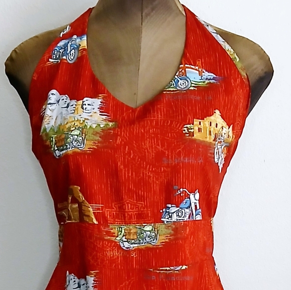 Harley Davidson Halter Dress Women's Size Large Road Trip BikerCore Midi - Picture 3 of 11